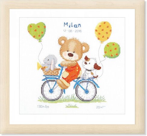 Vervaco Counted Cross Stitch Kit Cycling Bear 10.8" x 11.6" in Kuwait