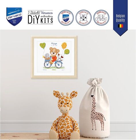 Vervaco Counted Cross Stitch Kit Cycling Bear 10.8" x 11.6" in Kuwait