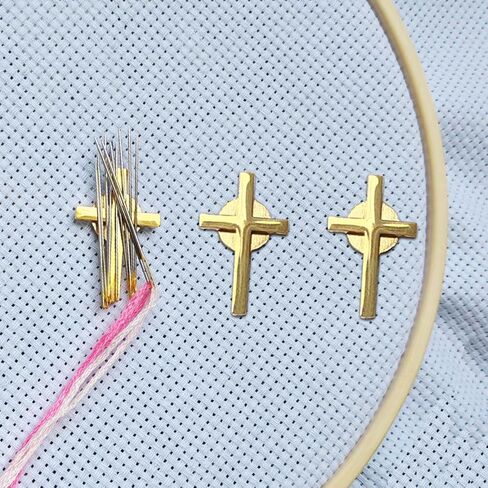 Cross Needle Minder Magnet, Stainless Steel Magnetic Needle Holder, Cross Stitch Embroidery Sewing Needlework Tools Accessories Set 2 Pieces (Gold) in Kuwait