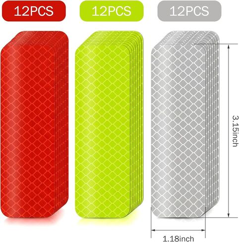 WZP 36PCS Reflective Stickers, High Visibility Safety Reflective Warning Tape, Outdoor Waterproof Self-Adhesive Night Safety Gear Decal for Car Bike Motorcycle Trailer Helmet Mailbox, 1.18"×3.15" in Saudi Arabia