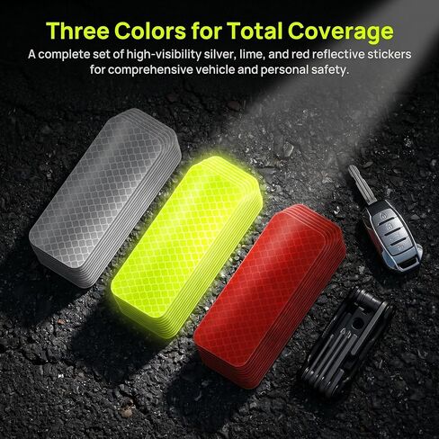 WZP 36PCS Reflective Stickers, High Visibility Safety Reflective Warning Tape, Outdoor Waterproof Self-Adhesive Night Safety Gear Decal for Car Bike Motorcycle Trailer Helmet Mailbox, 1.18"×3.15" in Saudi Arabia