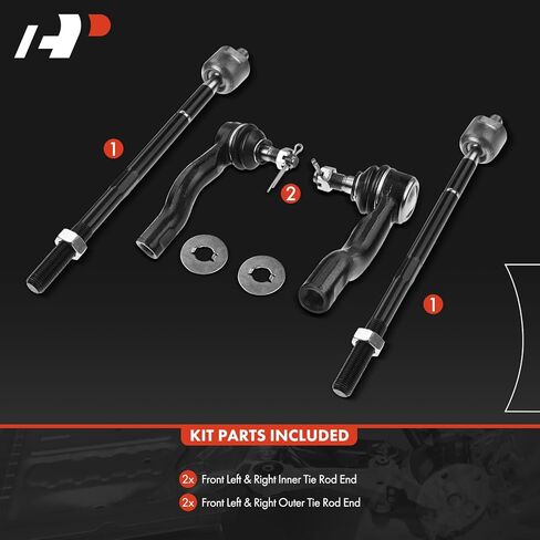 مجموعة A-Premium مكونة من 4 قطع، طقم نهاية قضيب ربط أمامي داخلي وخارجي، متوافق مع Toyota RAV4 2001 2002 2003، L4 2.0L & GAS فقط in Kuwait