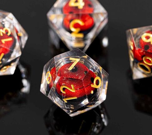Anime Inspired Eye Design DND Dice Set Sharp Edge Liquid Core Resin Handmade Cat Eye Dice with Gift Box7 PCS Apply to Dungeons and Dragons Dice D20 D12 D10 D100 D8 D6 D4 (Purple) in Kuwait