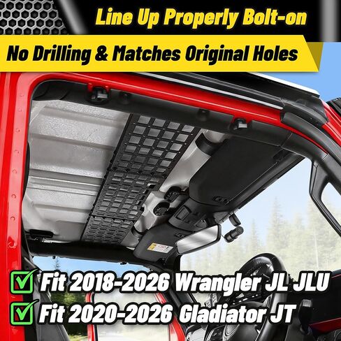 تخزين رف سقف البضائع من MONOKING Molle متوافق مع Wrangler JL JLU & Gladiator JT 2020-2026، بدون حفر in Kuwait