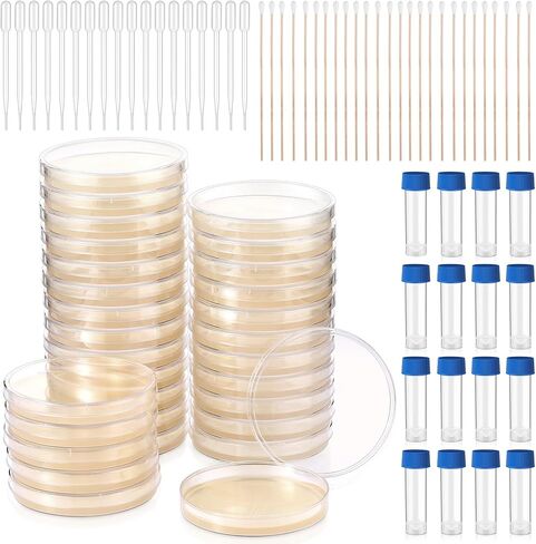 Relaxweex 90 Pieces Prepoured Agar Plates Kit Includes Petri Dishes with Agar Swabs Pipettes Storage Tubes Educational Science Kit Science Fair Project to Learn Microbiology in Kuwait