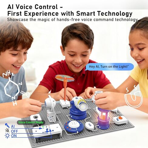 AI Science Kit for Kids 6-12 Years | STEM Robotics & Electronic Circuit Building Kit with 66 Pcs & 500+ Experiments | Voice Controlled Educational Engineering Toys for Boys & Girls in Saudi Arabia