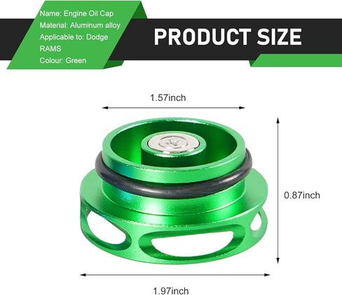 Magnetic Diesel Fuel Cap, Billet Aluminum Protective Cover with Rubber Sealing Ring, Engine Fuel Tank Cover Modification Part, Compatible with Dodge RAM 1500 2500 3500 2013-2018 (Green) in Saudi Arabia