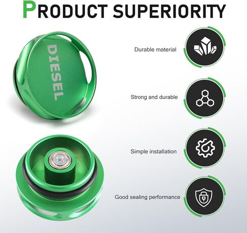 Magnetic Diesel Fuel Cap, Billet Aluminum Protective Cover with Rubber Sealing Ring, Engine Fuel Tank Cover Modification Part, Compatible with Dodge RAM 1500 2500 3500 2013-2018 (Green) in Saudi Arabia