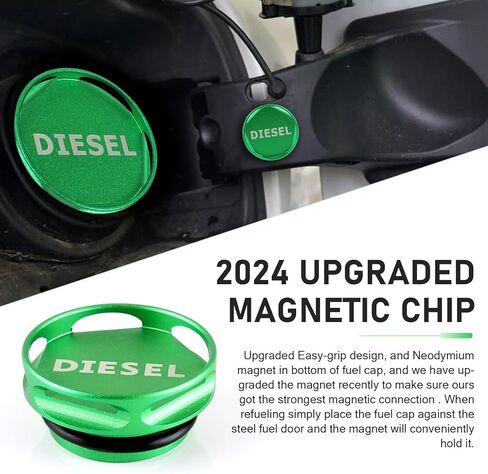 Magnetic Diesel Fuel Cap, Billet Aluminum Protective Cover with Rubber Sealing Ring, Engine Fuel Tank Cover Modification Part, Compatible with Dodge RAM 1500 2500 3500 2013-2018 (Green) in Saudi Arabia