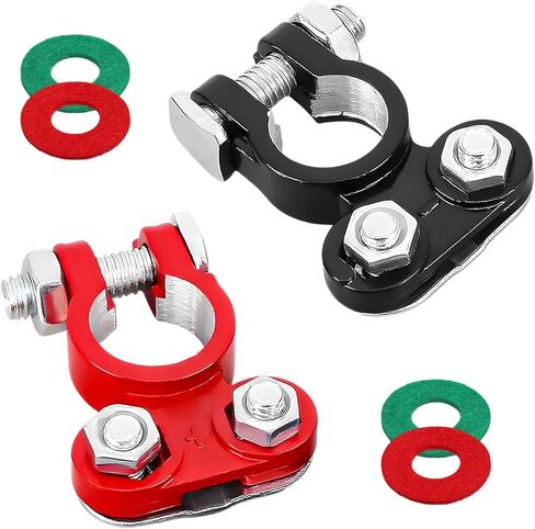 2 PCS Battery Terminal Connector Set, Color Coded Power Top Post Clamps with Anti-Corrosion Washers, Universal Positive Negative Battery Cable Terminals for Car Truck Boat in Saudi Arabia