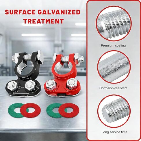 2 PCS Battery Terminal Connector Set, Color Coded Power Top Post Clamps with Anti-Corrosion Washers, Universal Positive Negative Battery Cable Terminals for Car Truck Boat in Saudi Arabia