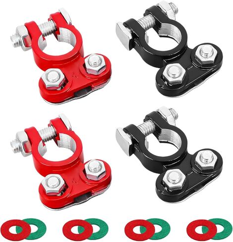 2 PCS Battery Terminal Connector Set, Color Coded Power Top Post Clamps with Anti-Corrosion Washers, Universal Positive Negative Battery Cable Terminals for Car Truck Boat in Saudi Arabia