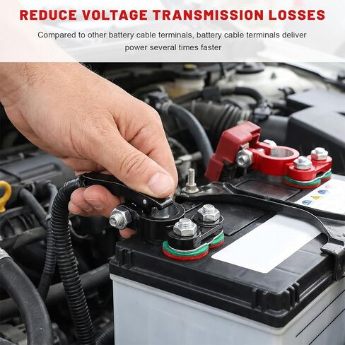 2 PCS Battery Terminal Connector Set, Color Coded Power Top Post Clamps with Anti-Corrosion Washers, Universal Positive Negative Battery Cable Terminals for Car Truck Boat in Saudi Arabia