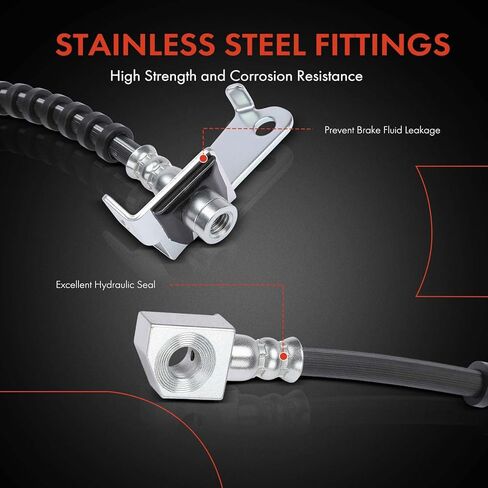A-Premium Front Driver Side Brake Hydraulic Hose Compatible with Ford & Lincoln Models - Expedition, Navigator, 2018 2019 2020 2021 in Kuwait