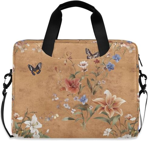 Laptop Cases Portable Crossbody Messenger with Handle and Shoulder Strap 15.6 inch Computer Sleeve with Zipper Flowers Lily Pansy Butterflies Terracotta in Kuwait