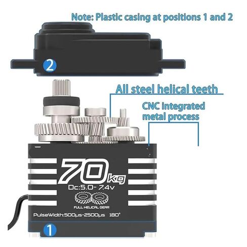 70KG Metal Gear Motor 6.0-8.4V Servo for 1/10 1/8 TRX6/scx10(270 Degree) in Kuwait