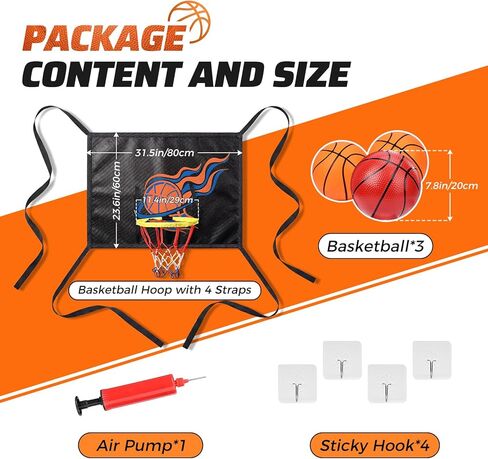 Trampoline Basketball Hoop Attachment, with 3 Basketballs and Pump & Hooks, Easy to Install, Universal Accessories Goal Game Fits 8 10 12 14 15 16 FT Trampoline Indoor Outdoor in Saudi Arabia
