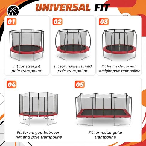 Trampoline Basketball Hoop Attachment, with 3 Basketballs and Pump & Hooks, Easy to Install, Universal Accessories Goal Game Fits 8 10 12 14 15 16 FT Trampoline Indoor Outdoor in Saudi Arabia