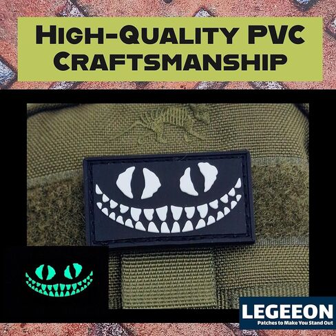 Cheshire Cat PVC Patch Tactical Morale – Glow in the Dark Patch for Backpacks, Caps, Gear & Vests – Hook & Loop Backing in Kuwait