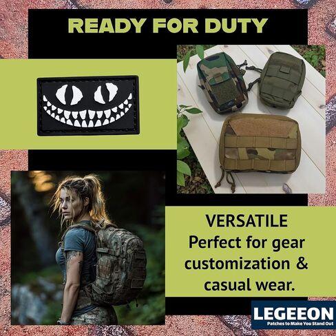 Cheshire Cat PVC Patch Tactical Morale – Glow in the Dark Patch for Backpacks, Caps, Gear & Vests – Hook & Loop Backing in Kuwait
