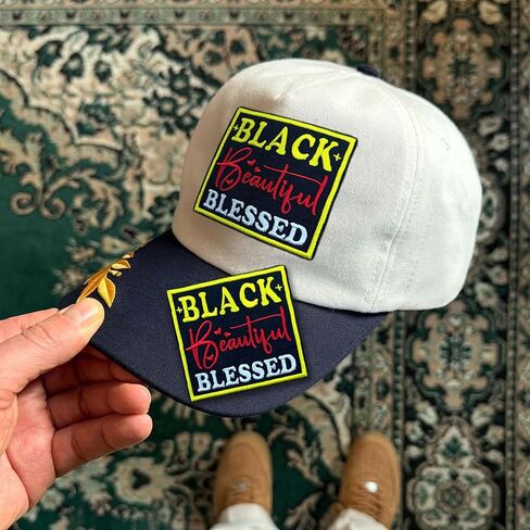 Black Beautiful Blessed Patch, 3 Inch Sew On Iron On Black is Beautiful History Month Embroidered Patches for Backpack Jacket Hat Jeans DIY Clothes Gift for Men Women Size 3 Inches in Kuwait