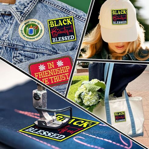 Black Beautiful Blessed Patch, 3 Inch Sew On Iron On Black is Beautiful History Month Embroidered Patches for Backpack Jacket Hat Jeans DIY Clothes Gift for Men Women Size 3 Inches in Kuwait