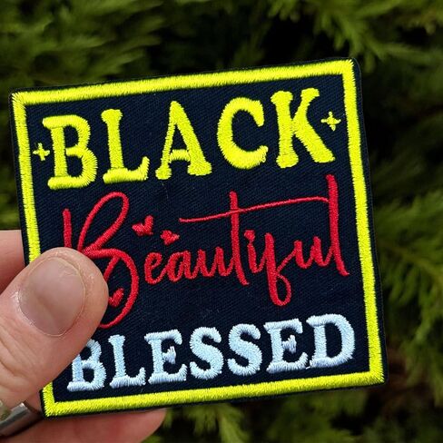 Black Beautiful Blessed Patch, 3 Inch Sew On Iron On Black is Beautiful History Month Embroidered Patches for Backpack Jacket Hat Jeans DIY Clothes Gift for Men Women Size 3 Inches in Kuwait