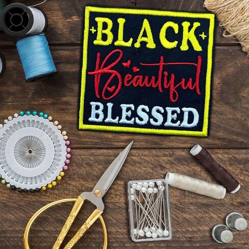 Black Beautiful Blessed Patch, 3 Inch Sew On Iron On Black is Beautiful History Month Embroidered Patches for Backpack Jacket Hat Jeans DIY Clothes Gift for Men Women Size 3 Inches in Kuwait