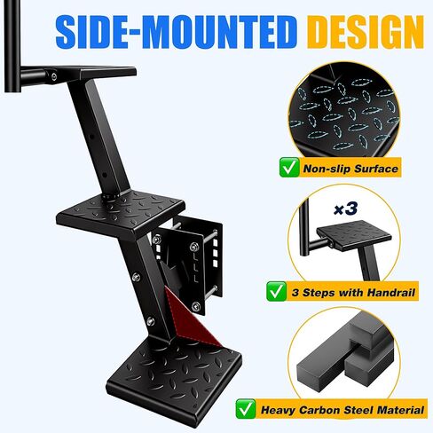 Loyala Boat Trailer Steps, 3-Step Heavy Carbon Steel Trailer Ladder with Handrail, 660 LBS Load Capacity Non-Slip Universal Boat Steps, Marine Boarding Ladder for Safe Boat Access in Saudi Arabia