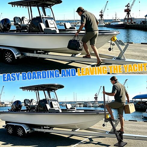Loyala Boat Trailer Steps, 3-Step Heavy Carbon Steel Trailer Ladder with Handrail, 660 LBS Load Capacity Non-Slip Universal Boat Steps, Marine Boarding Ladder for Safe Boat Access in Saudi Arabia
