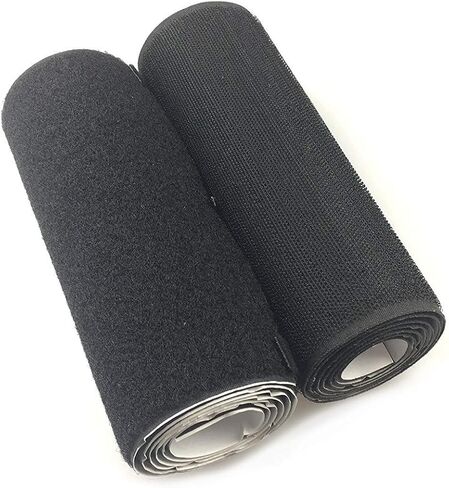 18cm (7' inch) Ultra Wide Self Adhesive Hook and Loop Strips Set with Super Sticky Glue Nylon Fabric Fastener (Black, 5m) in Saudi Arabia