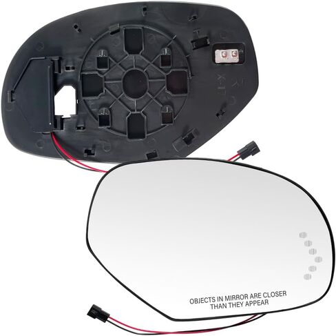 Heated Driver Side Mirror Glass with Red LED Turn Signal, Compatible with 2007-2013 Chevy Silverado GMC Sierra Tahoe Suburban Yukon Escalade, Left Side Reflective Component Replaces GM1324138 in Saudi Arabia