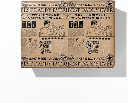 Dlyrroba Vintage Newspaper Father's Day Wrapping Paper Roll - Rustic Retro Design Kraft Gift Wrap for Dad Grandpa Husband 17 Inch x 16.5 Feet in Saudi Arabia