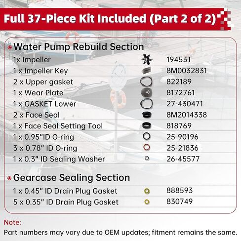 8M0090559 Maintenance Kit Fit for Mercury 40-60HP FourStroke EFI Outboard with BigFoot/Command Thrust Gearcase. Complete kit with Fuel Filter, Spark Plugs, Water Pump Impeller Repair Kit, etc. in Kuwait