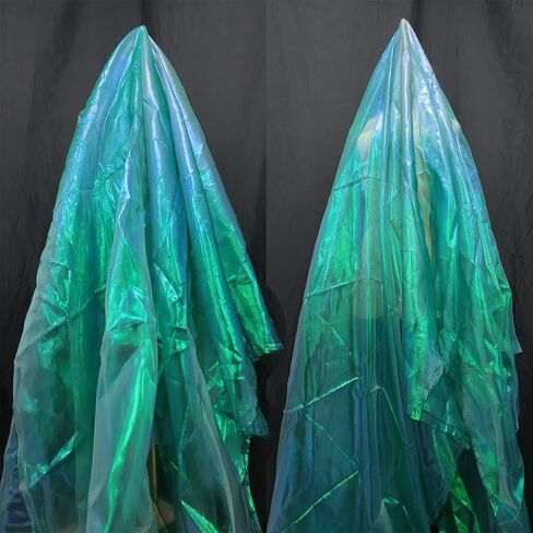 5.5 Yards Inky Green Iridescent Organza Fabric - 59" Wide | Sheer Shiny Organza for Wedding Decorations, Party Supplies, Fairy Costumes, Doll Clothes, Craft & Sewing Projects in Saudi Arabia