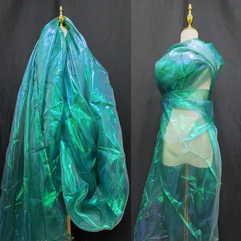 5.5 Yards Inky Green Iridescent Organza Fabric - 59" Wide | Sheer Shiny Organza for Wedding Decorations, Party Supplies, Fairy Costumes, Doll Clothes, Craft & Sewing Projects in Saudi Arabia