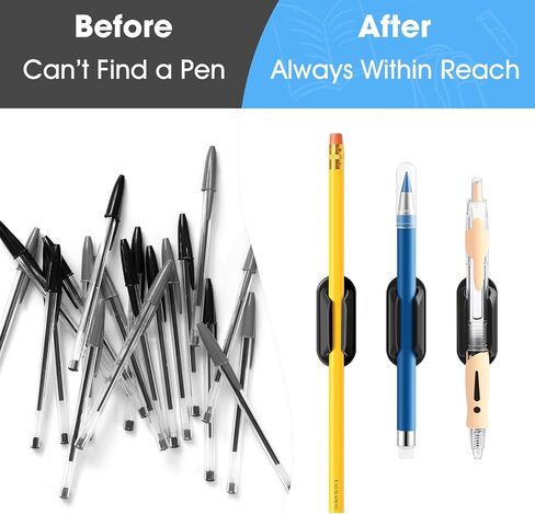 VZZNN 40 PCS Adhesive Pencil Holders, Silicone Marker Organizer for Desk, Notebook, Wall or Clipboard, Reusable Teacher Supplies for Classroom, Office, School Accessories (Black) in Kuwait