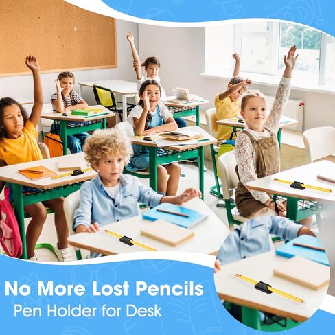 VZZNN 40 PCS Adhesive Pencil Holders, Silicone Marker Organizer for Desk, Notebook, Wall or Clipboard, Reusable Teacher Supplies for Classroom, Office, School Accessories (Black) in Kuwait