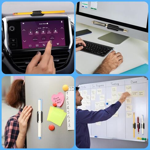 VZZNN 40 PCS Adhesive Pencil Holders, Silicone Marker Organizer for Desk, Notebook, Wall or Clipboard, Reusable Teacher Supplies for Classroom, Office, School Accessories (Black) in Kuwait