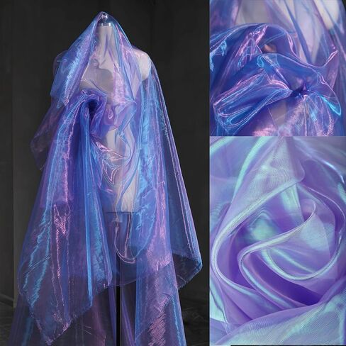 5.5 Yards Inky Green Iridescent Organza Fabric - 59" Wide | Sheer Shiny Organza for Wedding Decorations, Party Supplies, Fairy Costumes, Doll Clothes, Craft & Sewing Projects in Saudi Arabia
