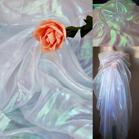 5.5 Yards Inky Green Iridescent Organza Fabric - 59" Wide | Sheer Shiny Organza for Wedding Decorations, Party Supplies, Fairy Costumes, Doll Clothes, Craft & Sewing Projects in Saudi Arabia