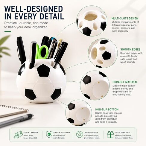 Soccer Pen Holder, Desktop Organizer, Soccer Shape Style in Saudi Arabia