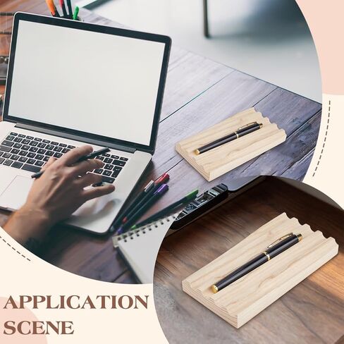 PH PandaHall Ash Wood Pen Tray Pen Display Stand Wave-Shaped Pens Holder Desk Pencil Organizer Fountain Pens Holder with 3 Compartments for Office Home Desktop Stationary Storage Supplies in Kuwait