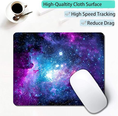 Girly Mouse Pads for Desk, 9.5" x 7.9" Portable Design Cute Mouse Pad Small Square Computer Mousepad, Non-Slip Rubber Base Gift for Kids & Girls Office Decor (Space Nebula Galaxy) in Saudi Arabia
