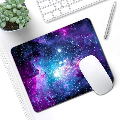Girly Mouse Pads for Desk, 9.5" x 7.9" Portable Design Cute Mouse Pad Small Square Computer Mousepad, Non-Slip Rubber Base Gift for Kids & Girls Office Decor (Space Nebula Galaxy) in Saudi Arabia