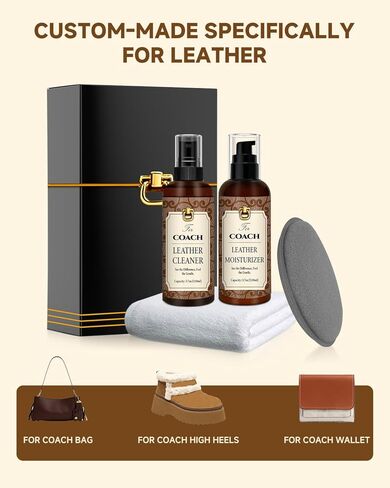 Leather Cleaner & Moisturizer Set for Coach, Cleaning and Maintenance Set for Coach, Powerful Stain Removal, Gentle Care, Suitable for Handbags/Wallets and Other Luxury Brands in Saudi Arabia