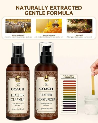 Leather Cleaner & Moisturizer Set for Coach, Cleaning and Maintenance Set for Coach, Powerful Stain Removal, Gentle Care, Suitable for Handbags/Wallets and Other Luxury Brands in Saudi Arabia