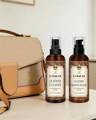Leather Cleaner & Moisturizer Set for Coach, Cleaning and Maintenance Set for Coach, Powerful Stain Removal, Gentle Care, Suitable for Handbags/Wallets and Other Luxury Brands in Saudi Arabia