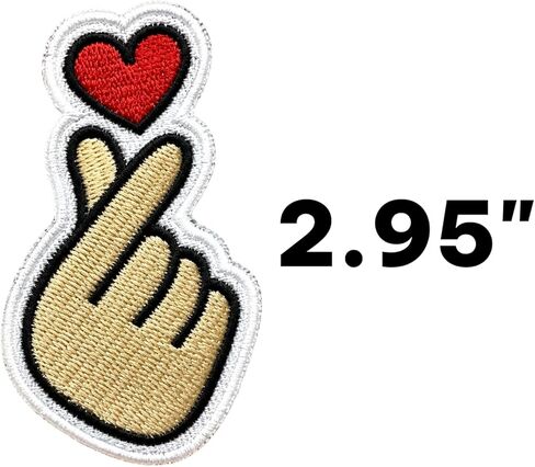 Hand Heart Iron-On Patch – Cute Love Gesture Embroidered Patch for Jackets, Backpacks, Hats, Jeans – Kpop Style Finger Heart Patch, DIY Clothing Applique in Saudi Arabia
