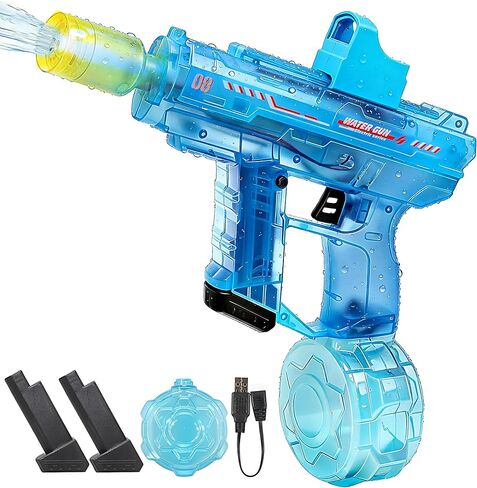 EagleGrove Electric Water Gun with Lights, 2 Batteries, 350CC, 26-29FT & Recoil Effects, Automatic Water Guns Blaster Squirt Gun, Water Toys for Swimming Pool Party Beach Outdoor Play in Kuwait